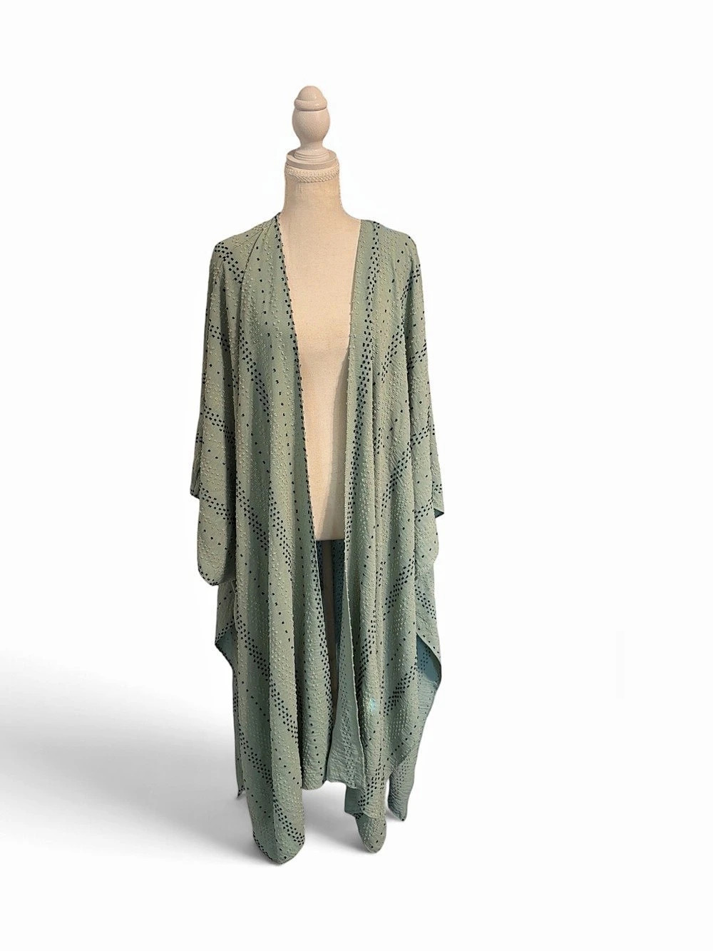 Boho Torrid Sage Green Textured Kimono Duster One Size Open Front Flowy
